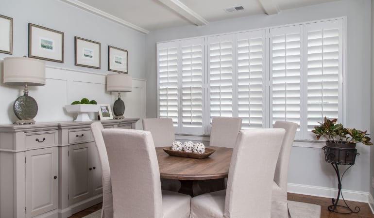  Plantation shutters in a Miami dining room.